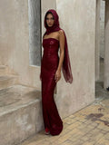 Vevesc  Elegant Sequins Women's Dresses Chic Off-shoulder Sleeveless Sling Female Maxi Dress Solid Hip Package Lady Vestidos Evening