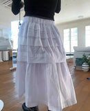 Vevesc Y2k Aesthetic White Simple Pleated Skirts Women Vintage Summer Long Skirt Harajuku Streetwear Gothic Faldas Largas Mujer