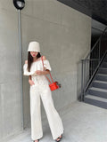 Vevesc  2 Piece Sets Womens Outfits Spring Blouse Women Shirt Long Sleeve High Waist Pants Wide Leg Womens Trousers Two Piece Set Formal