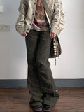 Vevesc Brown Low Waist Jeans Woman Streetwear American Vintage Denim Pants Female Casual Washed Straight Pantalons Mujer Fall