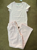 Vevesc  Pink Cotton T-shirt Pants Set Women Short Sleeve Slim Tees+Casual Straight Sweatpant Solid Vintage Sweet Home 2 Piece Sets New