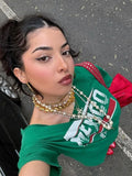 Vevesc  Inclined Collar Oversized T Shirt For Women Clothing Letter Print Crop Top Off Shoulder Y2k Accessories Streetwear Ropa De Mujer