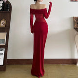 Vevesc  See Through Mesh Evening Dress For Women Aesthetic Clothes Hollow Out Vestido Feminino Off Shoulder One Piece Robe Femme Été