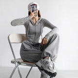 Vevesc Vintage Women Zip Up Hoodies Y2k Korean Fashion Streetwear Sweatshirts Tunics Cropped Cardigan Female Basic Casual Top