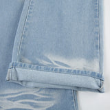 Vevesc  Fashion Light Blue Washed Casual Jeans Y2K Street Style Straight Denim Pants Women Summer Minimalist Chic Outfits