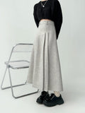 Vevesc Women's A-line Black Pleated Skirt Vintage 90s Aesthetic Y2k Grey Long Skirt Harajuku Korean Skirts 2000s Clothes