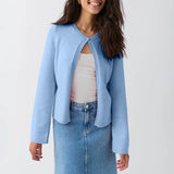 Vevesc Vintage Streetwear Women Y2K Knitted Sweater Fashion One Button Open Front Cardigan Solid Color Long Sleeve Slim Fit Knitwear