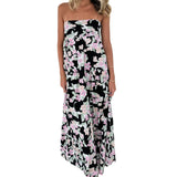Vevesc  Elegant Off-Shoulder Maxi Dress with Boho Floral Print and Lace-Up Back Detail for Summer Wedding Party or Vacation Beachwear