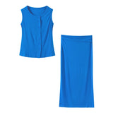 Vevesc  Knitted Solid Women Vest Sets O Neck Sleeveless Lady Tank Outfits 2025 Spring Summer Elegant High Waist V Neck Female Skirt Suit
