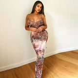 Vevesc Leopard Print Mesh Sheer Sexy Summer Dresses For Women 2024 Trending High Slit Long Dress Vacation Outfits Y2K Clothing