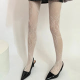 Vevesc  Lace Pantyhose Women's Retro Slim Lace Stockings Tights Sexy Flower Hollow Solid Pantyhose Spring Autumn Winter Leggings