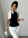 Vevesc  Bow Tie Tank Top Women Aesthetic Clothes Sleeveless Y2k Accessories Slim Fit Cute Crop Tops Elegante Camison Verano Ropa Mujer
