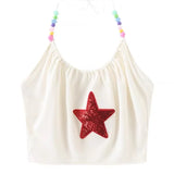 Vevesc  Bodycon Skinny Crop Top Halter Camis Graphic Sequin Star Cropped harajuku fairycore 2000s y2k grunge korean clothing summer tee