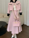 Vevesc High Quality Small Fragrance Two Piece Set Women Short Jacket Coat + Long Skirt Suits Korean Elegant Fashion OL 2 Piece Sets