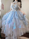 Vevesc Dreamy Princess Dress New Cloudy Blue Women's Dress Umbrella Prom Dress
