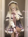 Vevesc Japanese Lolita 2 Pieces Set Women Ruffled Patchwork Y2k Aesthetic Crop Cape Tops+ Kawaii Cake Bow Skirts JK Outfits Cute Suit