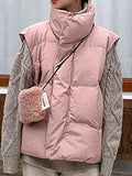 Vevesc Vest Puffer Jacket Women Winter Warm Waistcoats Ladies Stand Collar Fashion Coat Female Loose Oversize Outwear Colete Feminino