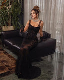 Vevesc Sexy Lace Mermaid formal evening gown with halter tulle floor-length party ball dress Dubai Women evening dress