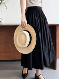 Vevesc  Elegant High-Waisted Pink A- Line Skirt Sweet Umbrella Design Sensibility Plenty of Pleats Medium-Length Women's Fashion