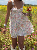 Vevesc  Women V-Neck Maxi Dress Sleeveless Ruffle Floral Print Boho Beach Dress Summer Casual Long Dress with Pockets