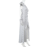 Vevesc  Polka Dot Floral Long Dress Women Fashion Sleeveless Neck Slit Spring Party Evening Dress Female High Waist Dress 2025