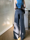 Vevesc Y2K Vintage 90s Black Jeans Grunge Distressed Baggy Denim Pants Female Oversize Korean Style Retro Basic Wide Leg Trousers