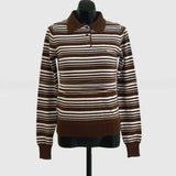 Vevesc  Y2k Streetwear Women Sweaters Stripes Vintage Autumn Winter Short Pullovers Korean Fashion Simple Basics Pull Femme