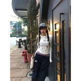 Vevesc Slim Fit Skinny Hotsweet Camisetas Y2k American Vintage Long Sleeve White Tees Letter Print High Street Tshirts Women Harajuku