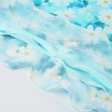 Vevesc  Side Mesh Patchwork Floral Print Mermaid Skirt Holiday Cute Ruched Long Skirts Korean Style Outfits Sweet Bottoms Y2K