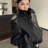 Vevesc French Vintage High Street Stand Collar Coats Spring Autumn All Match Harajuku Girl Jackets Y2k Aesthetic Streetwear Clothes