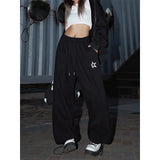 Vevesc Y2K Oversized Sweatpants Women Harajuku White Wide Leg Pants High Waist Black Joggers Streetwear Korean Baggy Trousers New