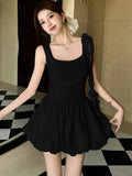 Vevesc  White Patchwork Ruffled Chic Mini Dress Women Elegant Casual Sling Dress Summer Korean Fashion Bodycon Festival Party Dress