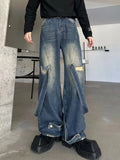 Vevesc American Casual Y2K Grunge Jeans Pockets Hip-hop Baggy Retro High Waist Full Length Pants Women's Street Washed Denim Trouser