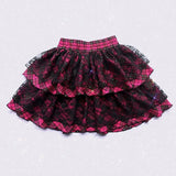 Vevesc Y2k Aesthetic Harajuku Subcultural Lace Design Tiered Skirts Japan Punk Plaid Print High Street Skirt All Match Popular Bottom