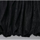 Vevesc  Women’s Black Waist-Cinching Ruffled Hem Denim Mini Dress Back Zipper Summer New Trendy Casual Party Club Streetwear For Woman
