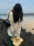 Vevesc  Sweater Women Spring Pullover Girls Sweater Oversize Knitted Summer Tops Vintage Long Sleeve Fall Female Outerwear Knitting Thin