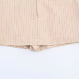 Vevesc  Spring New Product: Women's Fashion Casual Strap, Folded Striped Top&Fashion Thin Striped Skirt Pants Set