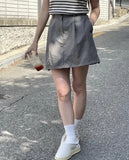 Vevesc Korean Fashion Grey Nylon Skirt For Women Y2k E-Girl High Waist Drawstring Skirts 2024 Summer New All-match Faldas Mujer