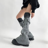 Vevesc Gothic Vintage Subcultural Hole Stocking Punk Spliced Turn Down Design Streetwear Warm Leg Socks Y2k American Punk Leg Warmers