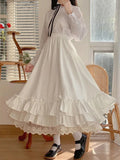 Vevesc Black Long Skirts Women Japanese Kawaii Preppy Style Lolita Skirt Female French Vintage Double Layer Lace Ruffled Pleated Skirts