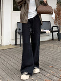 Vevesc Harajuku Casual Sweatpants Women Loose High Waist Solid Pants Korean Streetwear Simple Lace Up Vintage Straight Trousers