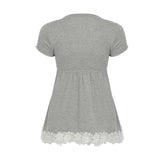 Vevesc  Cute Lace Trim Slim Simple T-Shirts Summer Sweet Basic All-Match Fashion Trendy Japanese Women’s Clothes