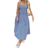 Vevesc  Women s Floral Print Maxi Dress Summer Sleeveless V-Neck Boho Beach Dress Flowy Long Dress with Pockets