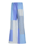 Vevesc  Sweetown Grunge Aesthic Color Block Blue Stripe Baggy Trousers For Women Elastic Waist Loose Casual Woven Pants Lazy Homewear
