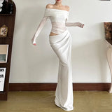 Vevesc  See Through Mesh Evening Dress For Women Aesthetic Clothes Hollow Out Vestido Feminino Off Shoulder One Piece Robe Femme Été