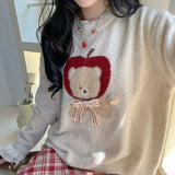 Vevesc Kawaii Sweaters Cartoon Women Harajuku Sweet Knitted Pullovers Autumn Winter Fashion Oversize Cute Aesthetics Sweaters