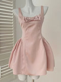 Vevesc  Y2K Sweet Mini Dress for Women Korean Bow Sleeveless Princess Birthday Party Short Dresses Summer Slim A-line Vestidos Clothes