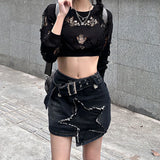 Vevesc Korean Fashion Irregular Star Denim Skirt Clothing Summer A-Line Hot Girl Y2k Vintage Streetwear Hip Hop Punk Short Mini Skirts