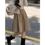 Vevesc  A-line Korean Fashion Women Skirts Spring Summer Elastic High Waist Faldas Mujer Vintage Simple Casual Mini Skirt