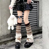 Vevesc 90s Japanese Harajuku Knit Leg Warmers Women Lolita Star Bone Knit JK Pile Socks Leg Socks Y2K Clothes Christmas Warm Boot Cover